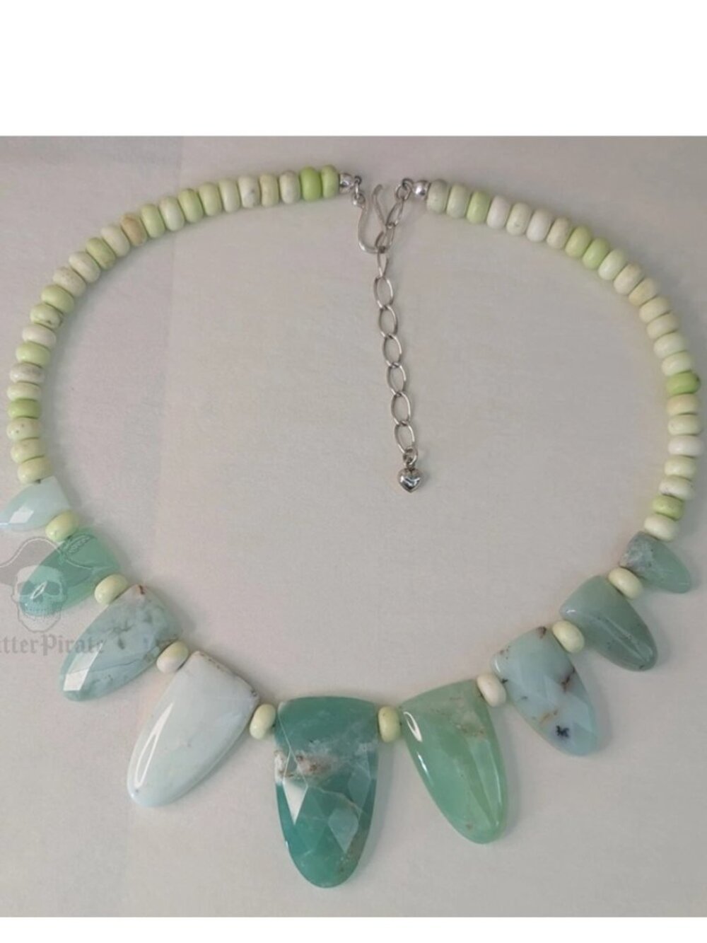 Jay King Mine Finds Sterling Silver Faceted Blue Green Peruvian Opal Necklace